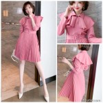 Fashion Women's Temperament Ruffled Pleated A Line Dress