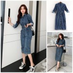 L-5XL spring plus size women's slim denim dress