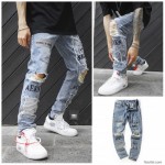 Men's Fashion Holes Straight Jeans