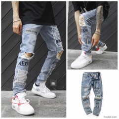 Men's Fashion Holes Straight Jeans