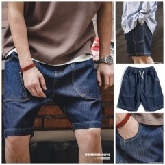 New Retro Men's Loose Elastic Waist Washing Denim Shorts