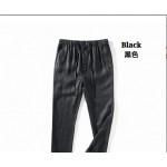 Black, Fashion men's loose linen casual pants trousers