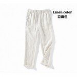 Linen color Fashion men's loose linen casual pants trousers