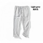 Light grey Fashion men's loose linen casual pants trousers