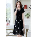 Polyester/Satin With Print Knee Length Dress