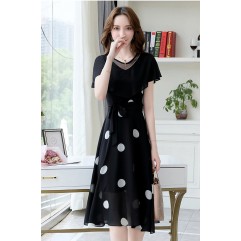 Polyester/Satin With Print Knee Length Dress