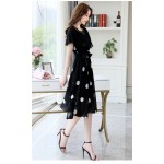 Polyester/Satin With Print Knee Length Dress