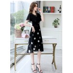 Polyester/Satin With Print Knee Length Dress