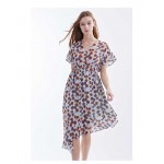 Polyester/Linen With Print Knee Length Dress