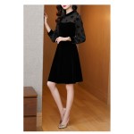 Polyester/Lace With Lace Knee Length Dress