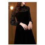 Polyester/Lace With Lace Knee Length Dress