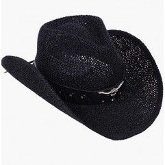 Black Men & Women's Woven Straw Cowboy Hat w/Hat Band