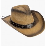 Brown Bull Men & Women's Woven Straw Cowboy Hat w/Hat Band