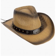 Brown Bull Men & Women's Woven Straw Cowboy Hat w/Hat Band