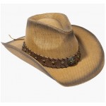 Brown Star Men & Women's Woven Straw Cowboy Hat w/Hat Band