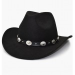 Black Men & Women's Felt Wide Brim Western Cowboy Hat