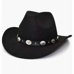 Black Men & Women's Felt Wide Brim Western Cowboy Hat