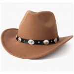 Khaki Men & Women's Felt Wide Brim Western Cowboy Hat