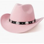 Pink Men & Women's Felt Wide Brim Western Cowboy Hat