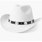 R-white Men & Women's Felt Wide Brim Western Cowboy Hat