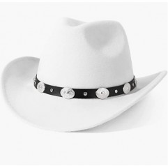 R-white Men & Women's Felt Wide Brim Western Cowboy Hat