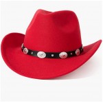  Red Men & Women's Felt Wide Brim Western Cowboy Hat