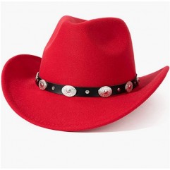  Red Men & Women's Felt Wide Brim Western Cowboy Hat