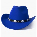 Royal Blue Men & Women's Felt Wide Brim Western Cowboy Hat