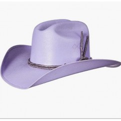 Lavender Womens Western Cowboy Canvas Hat with Bling Rhinestone Ropes