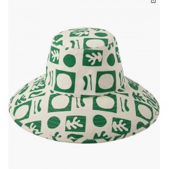 Formes Green Women's Wide-Brimmed Cotton Canvas Holiday Bucket Hat