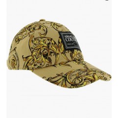 Beige Gold Baroque Print Baseball Cap-One Size for Mens