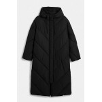 Black Women's Hooded Long Puffer Coat Winter Longer Thickened Down Jacket Zip Cocoon Outwear