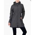 Darkgrey Melange-detachable Hood Women's Softshell Long Jacket with Hood Fleece Lined Windproof Warm up Waterproof Windbreaker