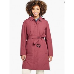 Burnt Clay Women's Hooded Waterproof Long Raincoat