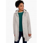 Driftwood Women's Cloudburst Waterproof Mac Coat in Soft Linen Mix - Low Hip A Line Smart Windproof Raincoat  