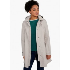 Driftwood Women's Cloudburst Waterproof Mac Coat in Soft Linen Mix - Low Hip A Line Smart Windproof Raincoat  