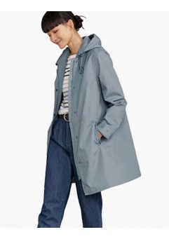 Lichen Women's Cloudburst Waterproof Mac Coat in Soft Linen Mix - Low Hip A Line Smart Windproof Raincoat  