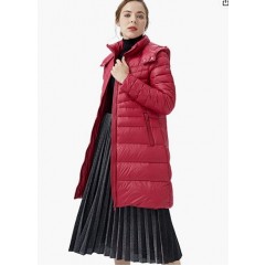 Persian Red Women's Lightweight Down Coat Packable Jacket with Stand Collar