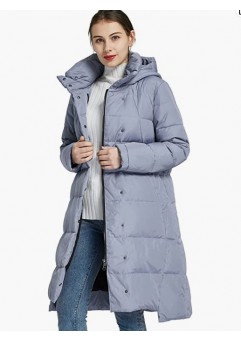 Blue  Women's Hooded Down Jacket Long Winter Coat