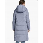 Blue  Women's Hooded Down Jacket Long Winter Coat